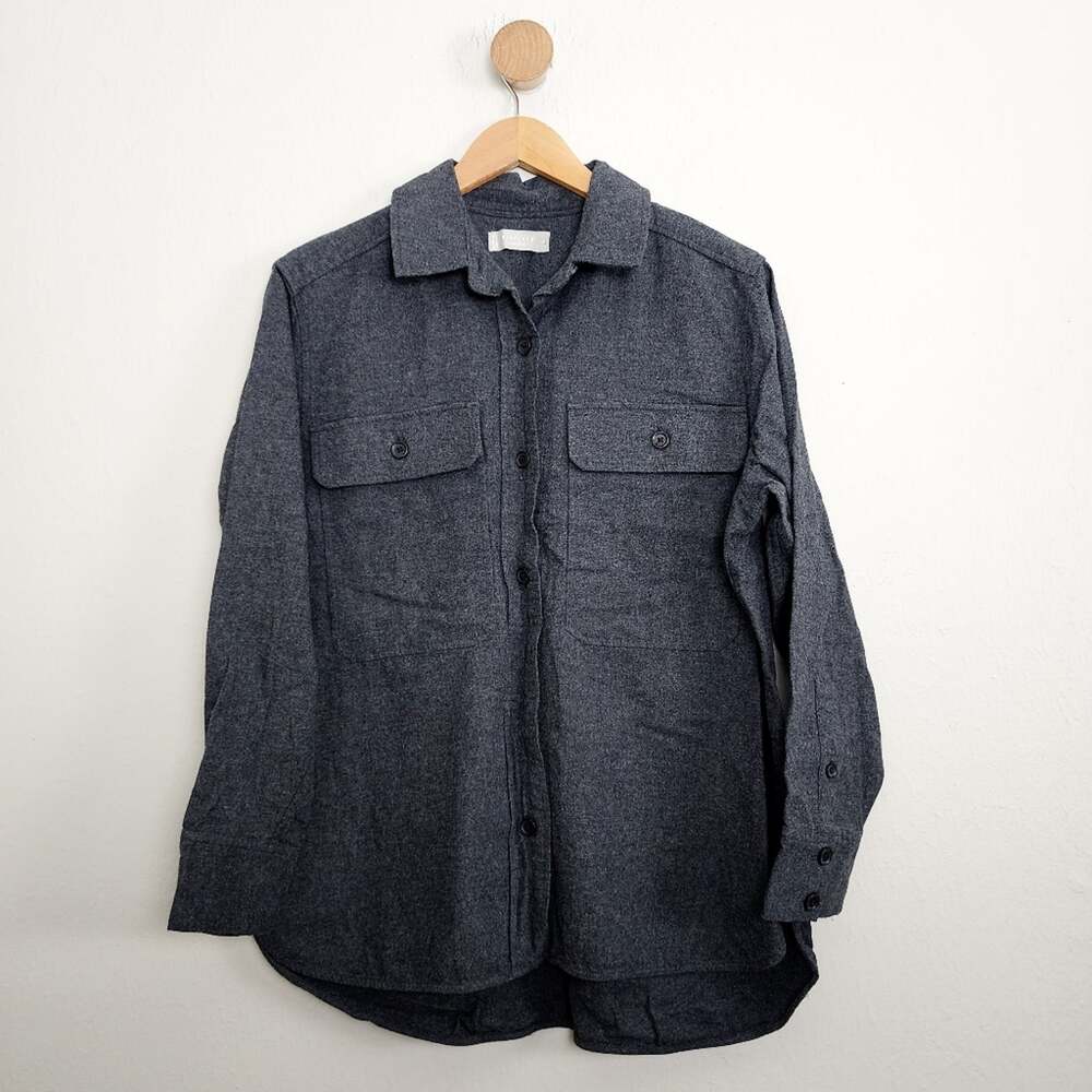 NEW Everlane Gray Flannel Oversized Organic Cotton Shacket Lightweight Jacket